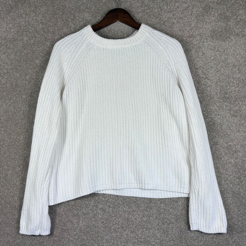 Quince Organic Cotton Ribbed Crewneck Raglan Sweater Off-White SHWDC01